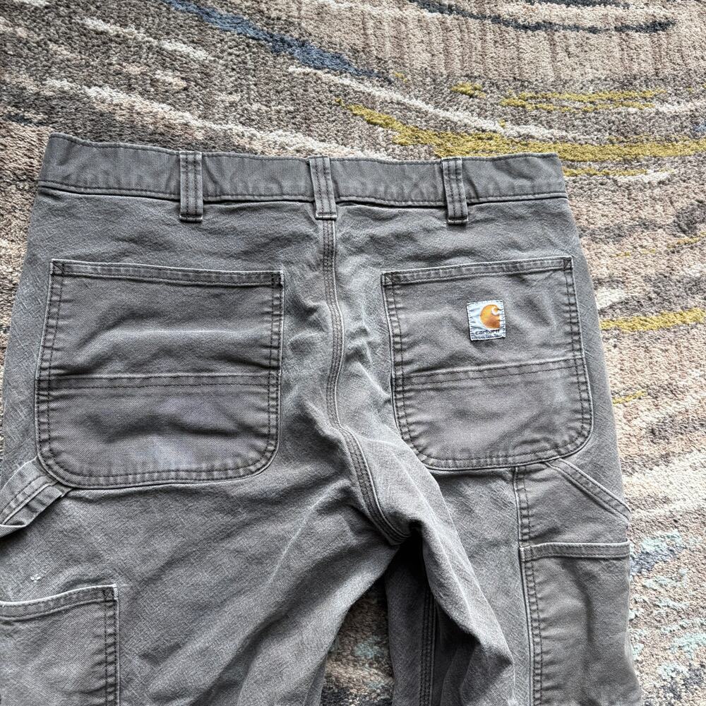 Men's Carhartt Gray Brown Rugged Flex Duck Utility Cargo Work Pants Sz 34 x 32 - Picture 4 of 9